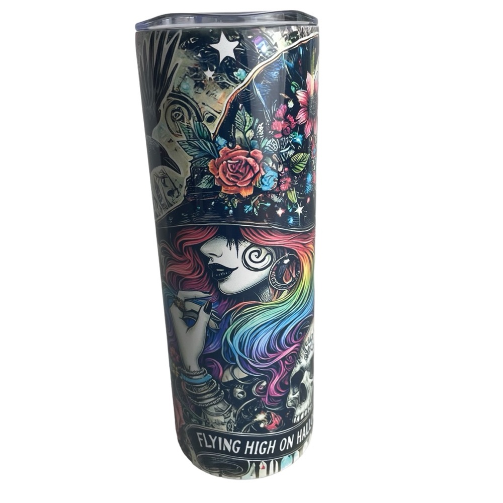 20 Ounce “Flying High On Halloween” Sublimated Tumbler. NEW.